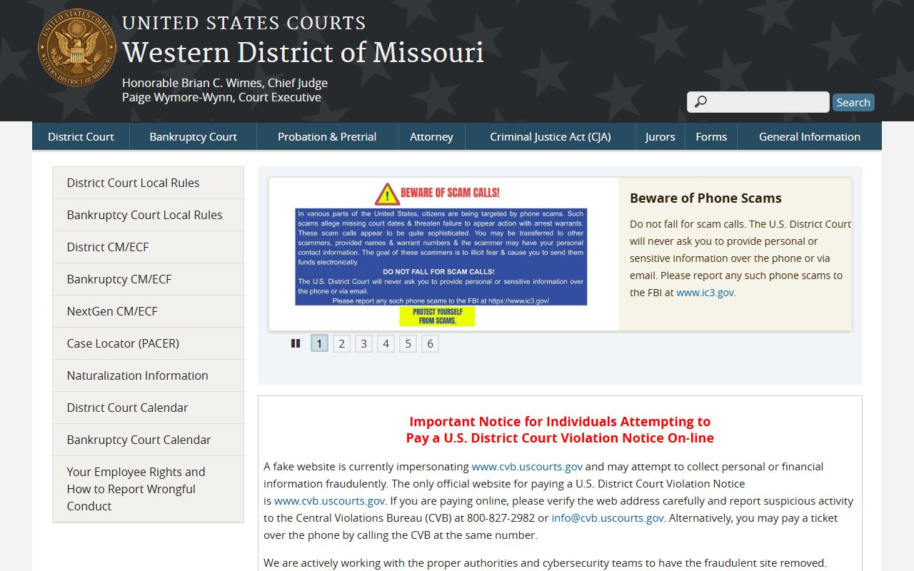 Grundy County court dockets Western District of Missouri homepage