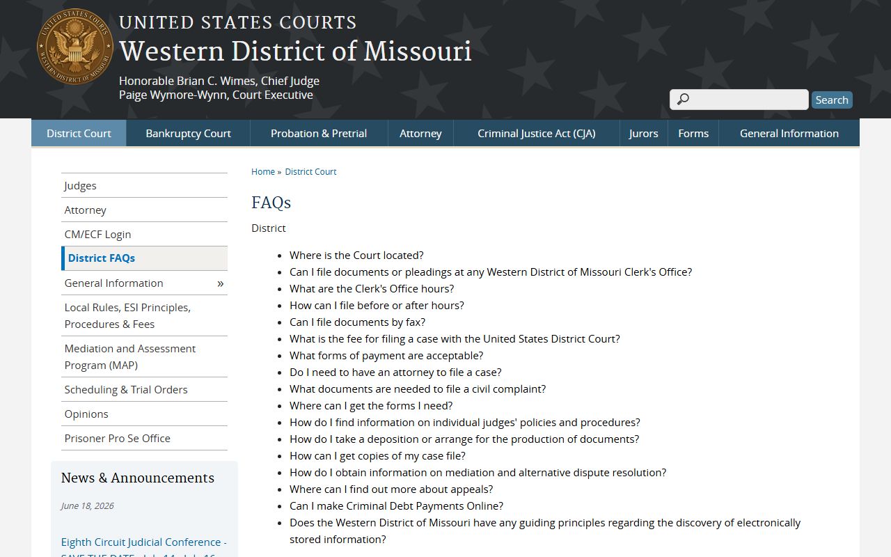 Grundy County court dockets Western District filing and access FAQ