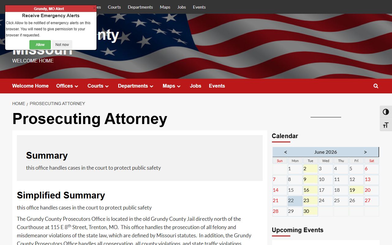 Grundy County criminal court records prosecuting attorney page