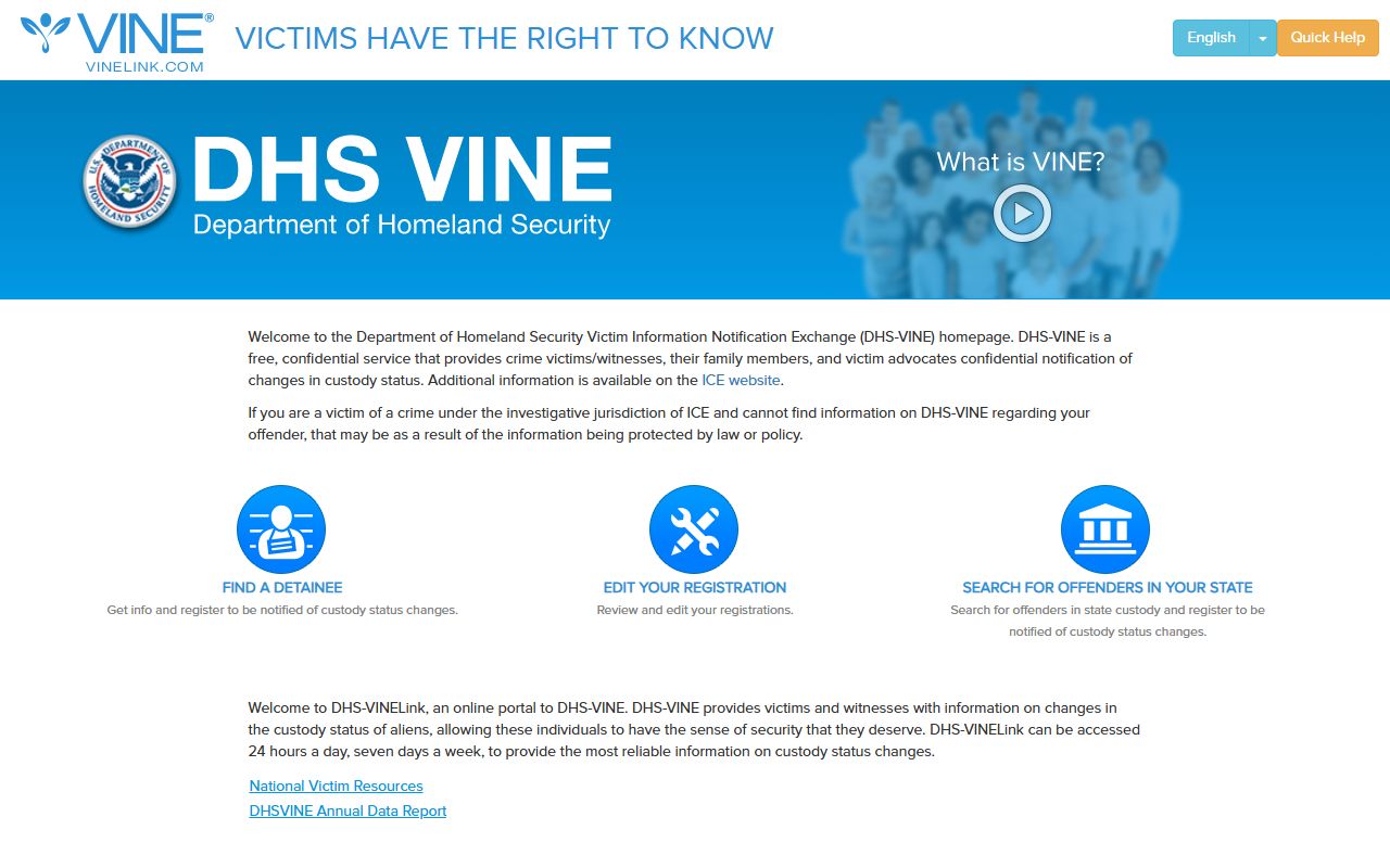 Grundy County inmate records VINELink national custody notification page