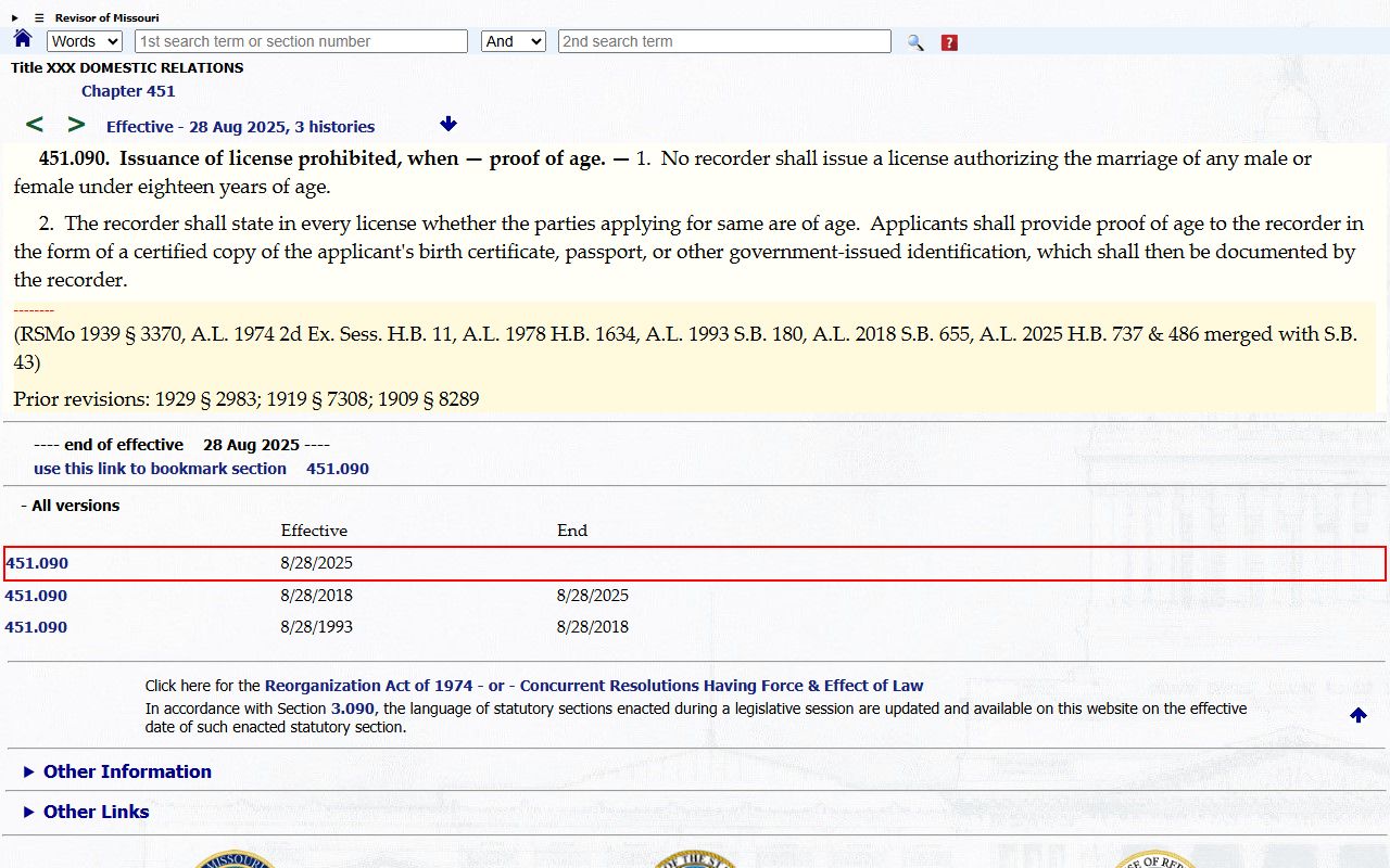 Grundy County marriage records marriage age and proof statute